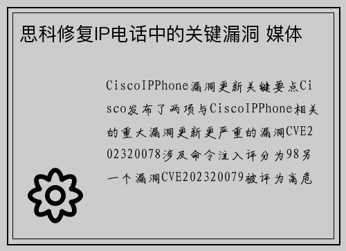 思科修复IP电话中的关键漏洞 媒体